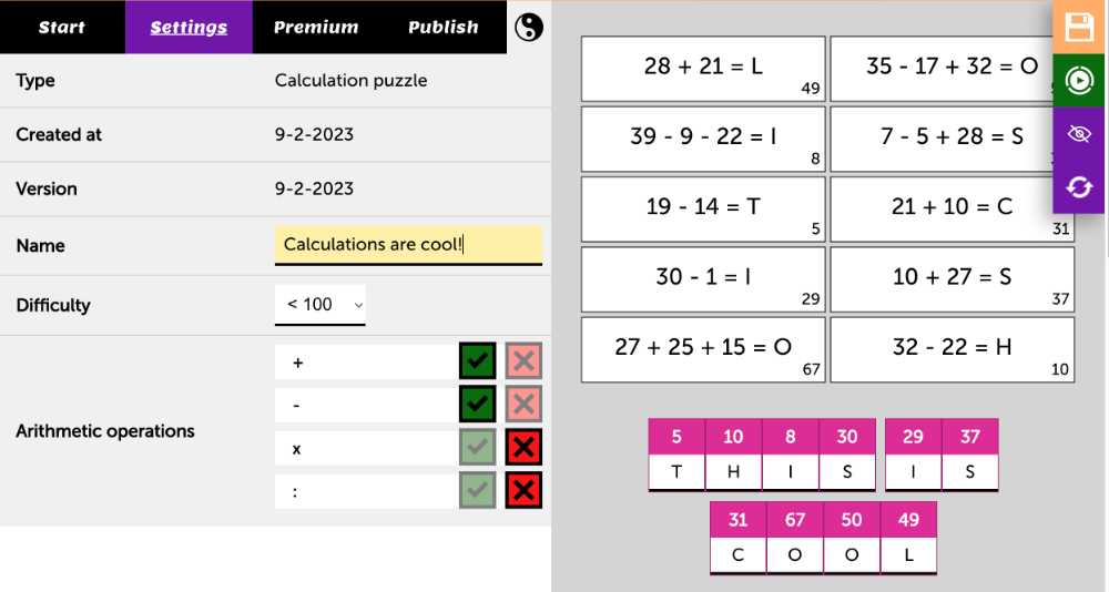 Criar quebra-cabeça de cálculo - Online, grátis e interativo 