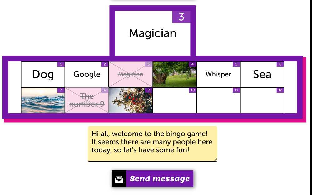 Enviando mensagens para os jogadores de bingo