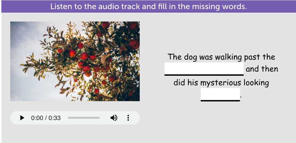 Using audio to create a dictation activity